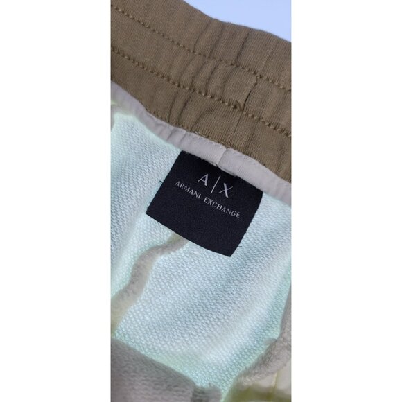 Armani Exchange Sweatpants Mens Large Beige Colorblock Joggers Pants Drawstring - Picture 8 of 13